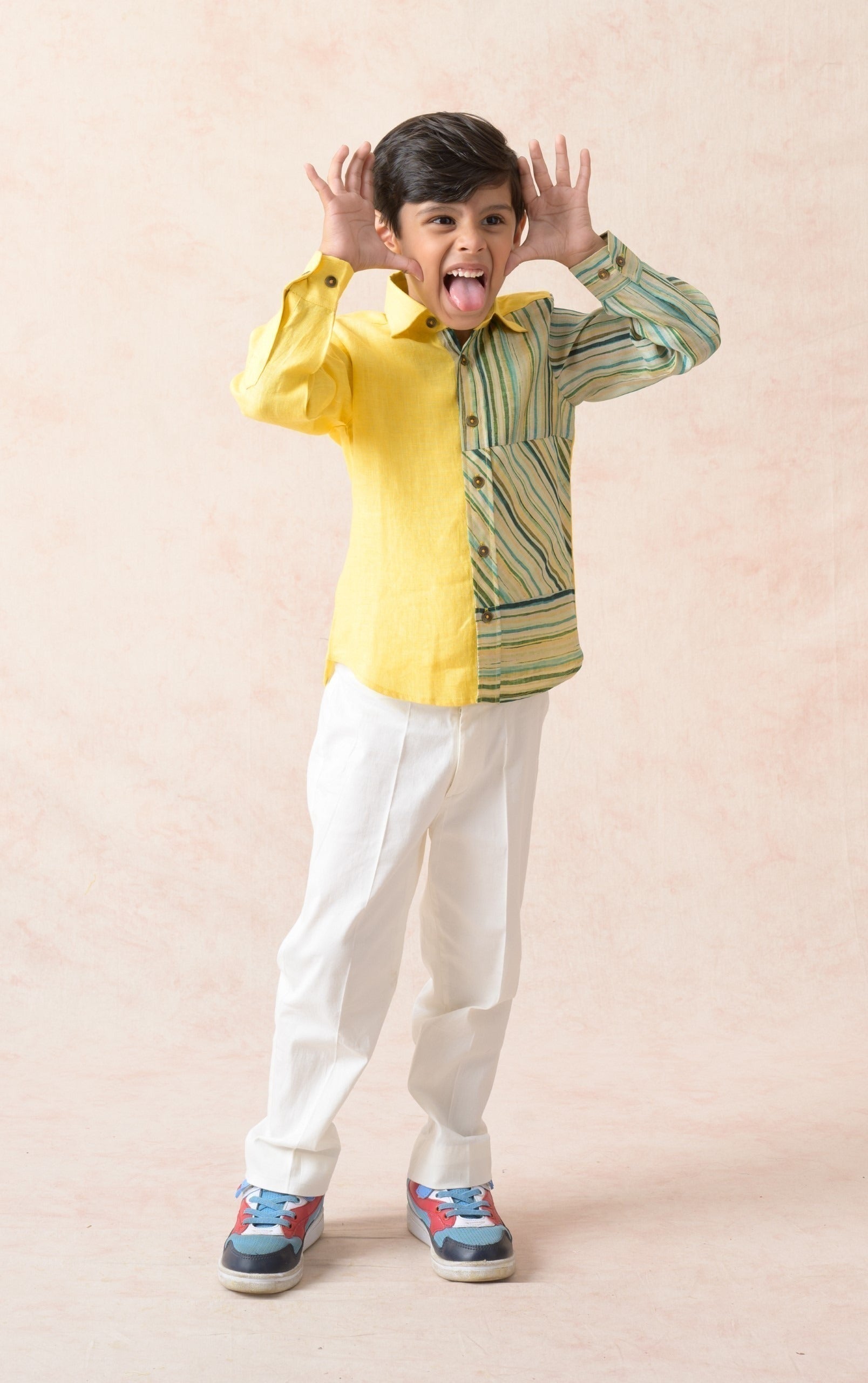Linen panel stripes shirt image 1