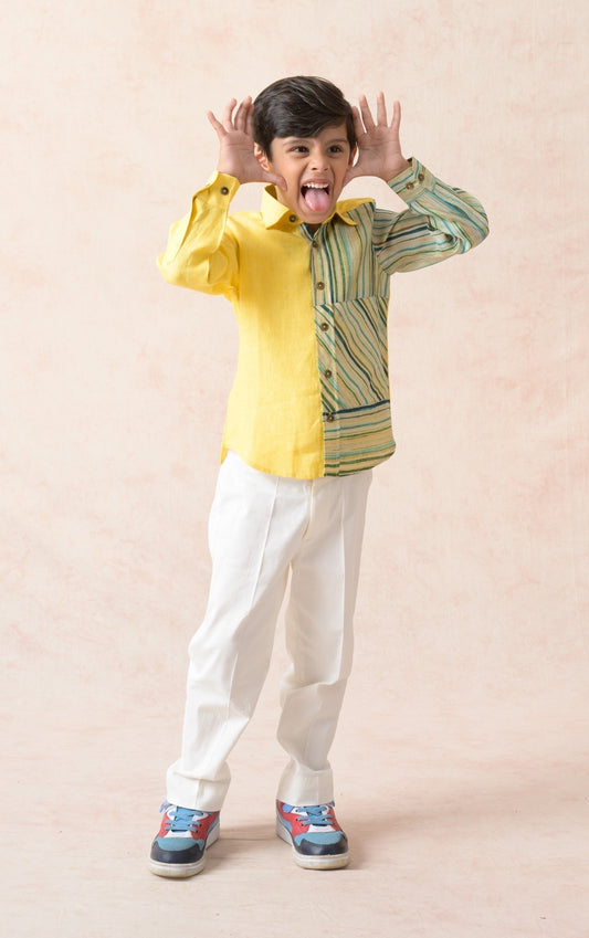 Linen panel stripes shirt image 1
