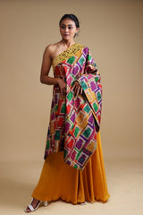 Actor Kishori Shahane (Kaku) in our Hand Embroidered Off Shoulder With Sharara image 1