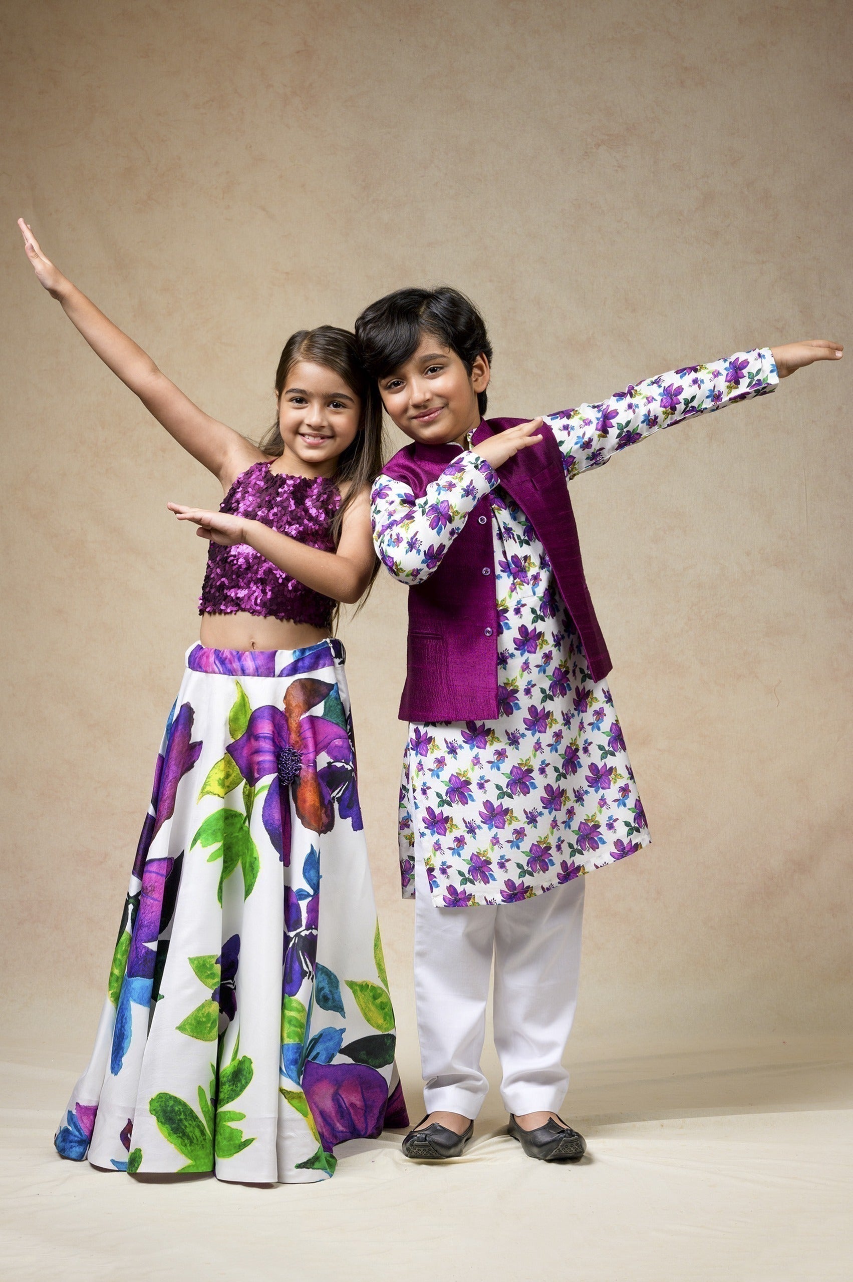 Hand Embroidered silk twinning set for Mom + Daughter + Son image 31