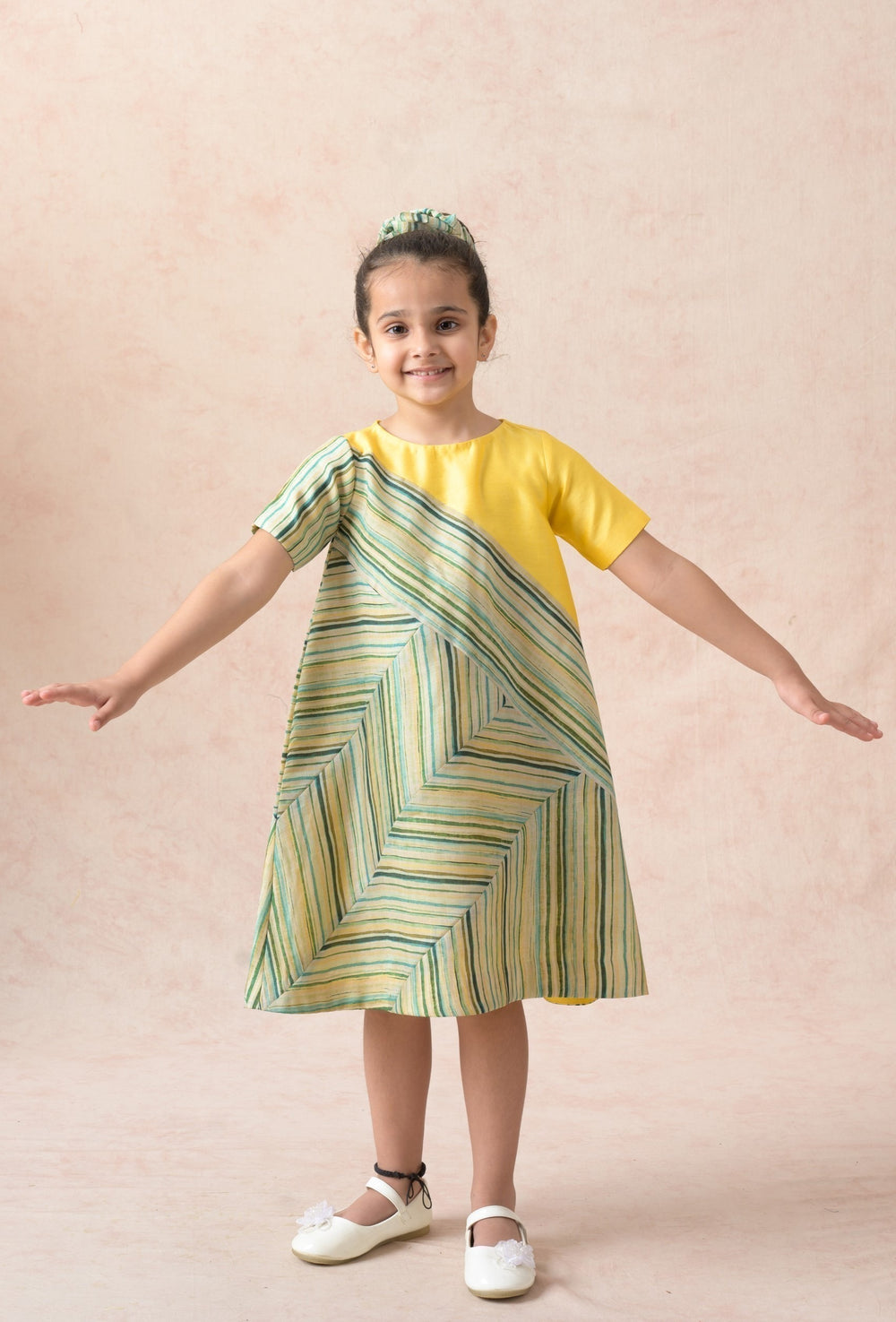 Stripes paneled dress image 1