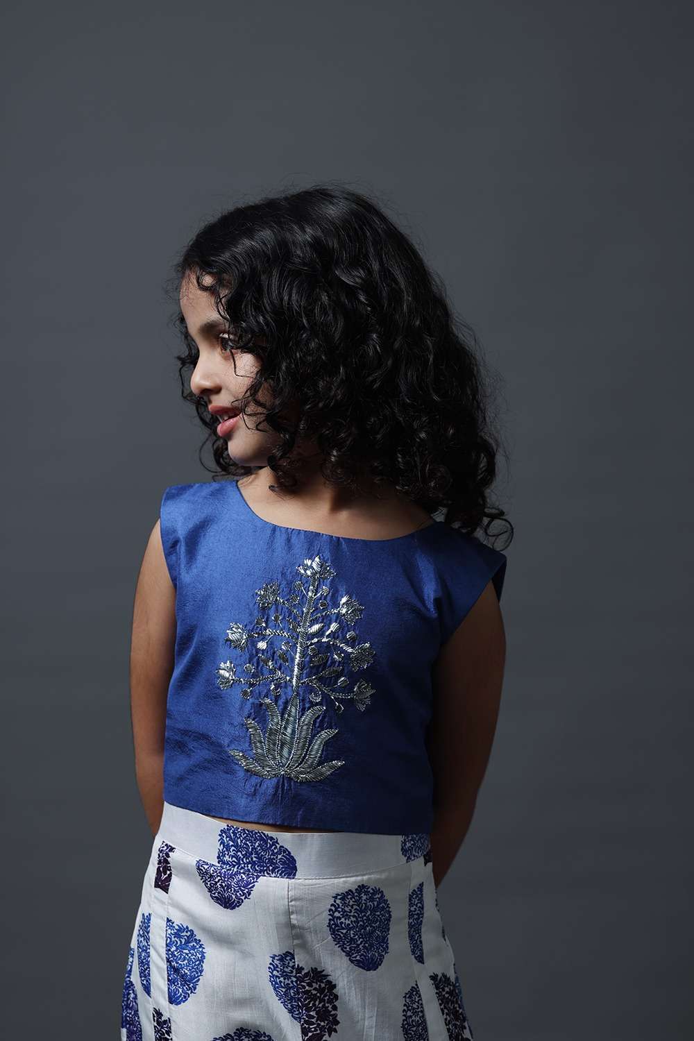 Neeli buti Hand Embroidered twinning set for  Father + Daughter + Son image 11