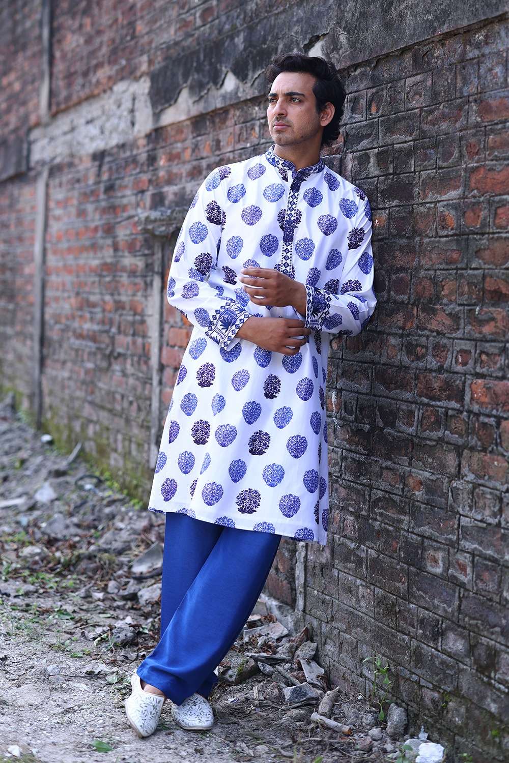 Neeli Buti Leather Work Twinning Set for Father  +  Son image 10