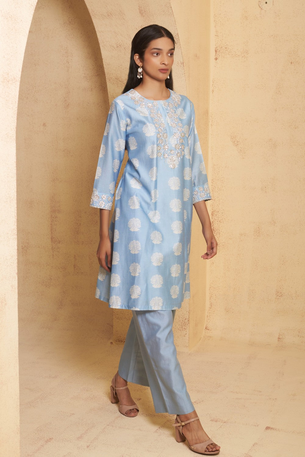 Hand Embroidered Kurta with pant image 5