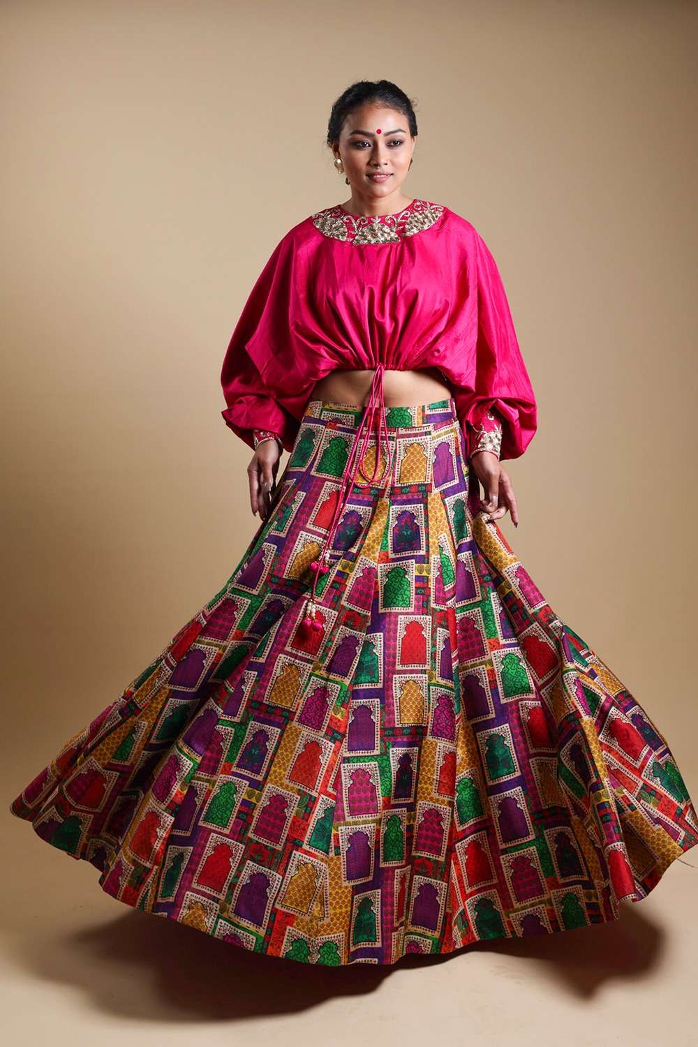 Hand-Embroidered Jharokha Print Twinning Set for Mom +  Daughter image 4