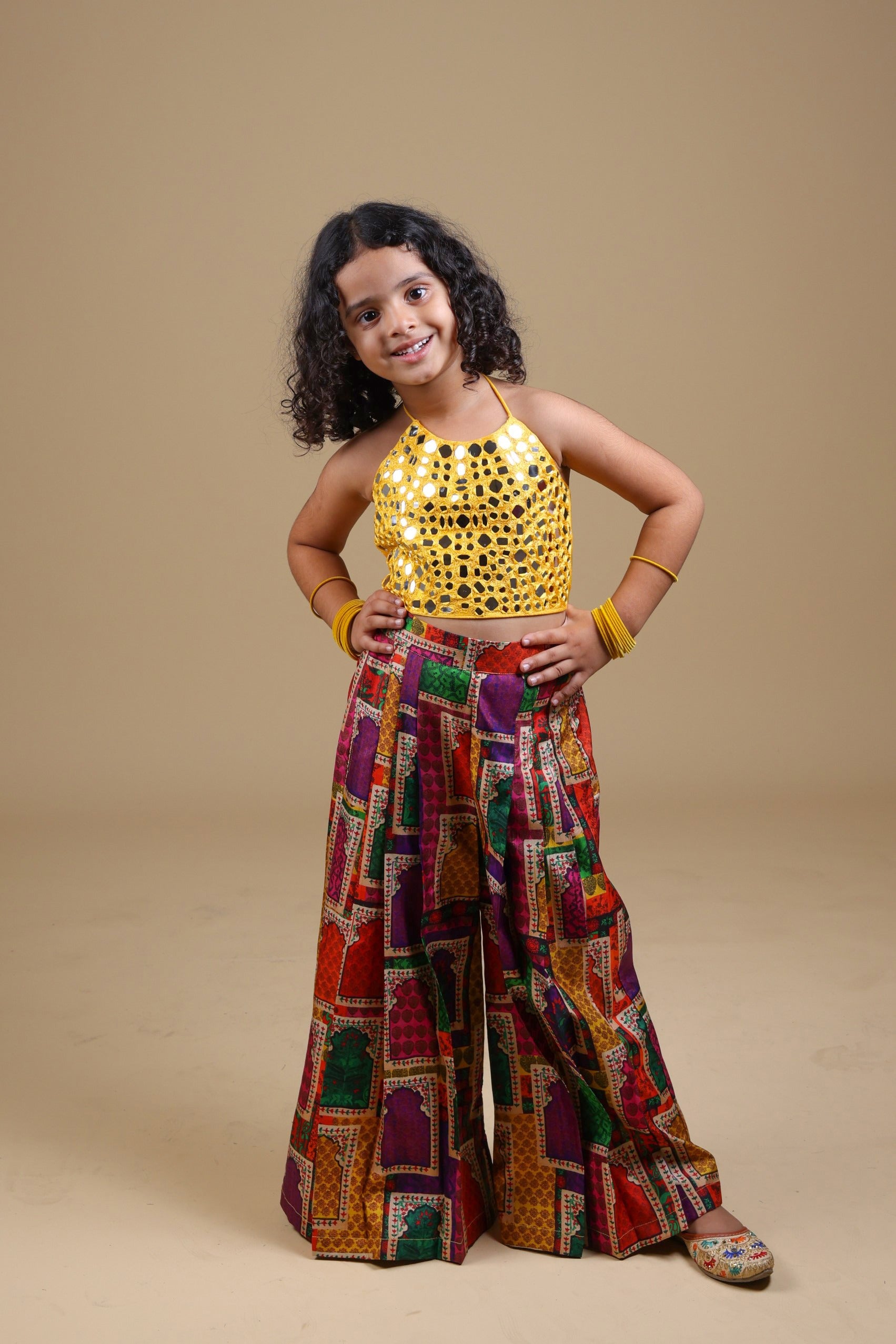 Hand Embrodiered Halter Top With Pleated Pant image 6