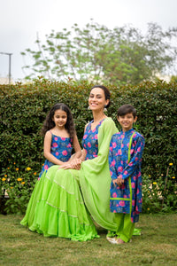 Kurti with silk lehenga, dupatta image 1