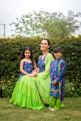 Kurti with silk lehenga, dupatta image 1