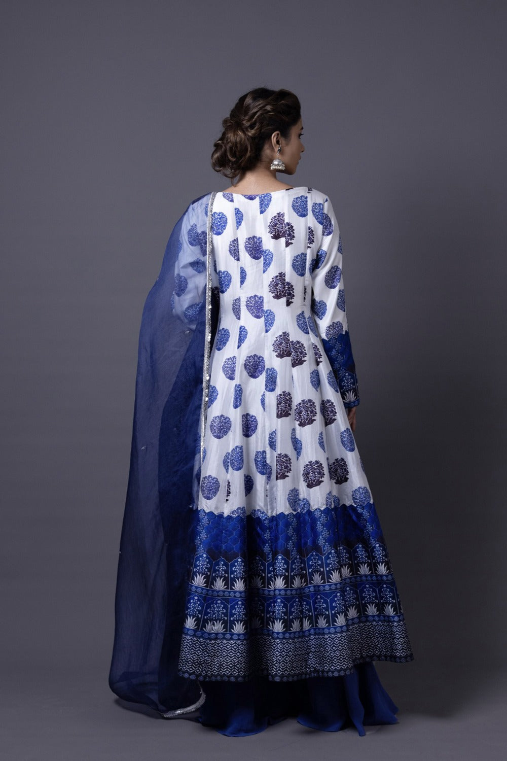 Hand Embroidered Kalidar Anarkali With Sharara And Dupatta image 5