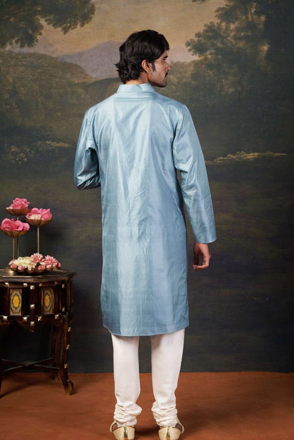 Hand-Embroidered Kurta with Pyjama image 4