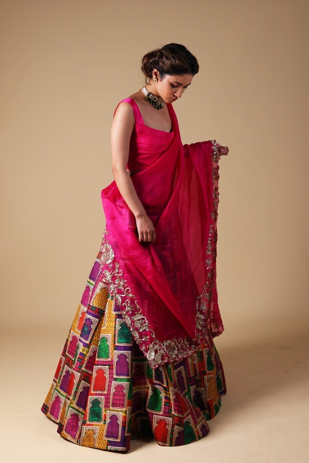 Mitali Nag Hand-Embroidered Zardosi Work Dupatta With Lehenga And Blouse image 5