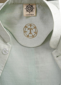 Hand embroidered Mint Green mirror work kurta pajama with Nehru jacket image 6