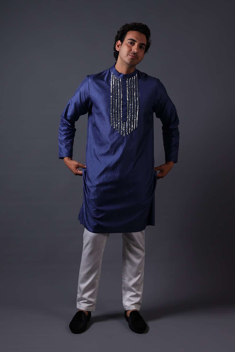 Neeli buti Hand Embroidered twinning set for  Father + Daughter + Son image 3