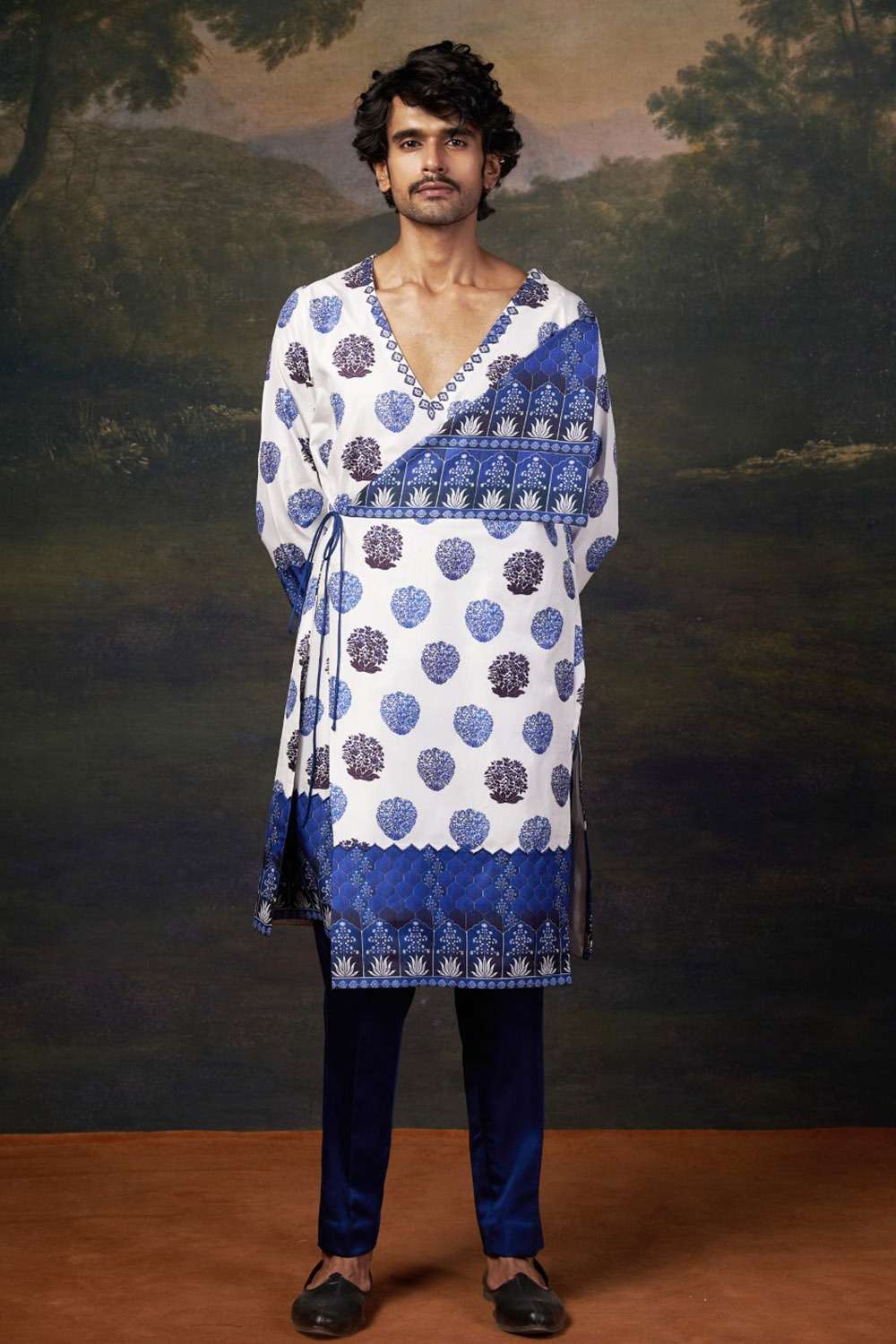 Stylish Angrakha Kurta Set image 1