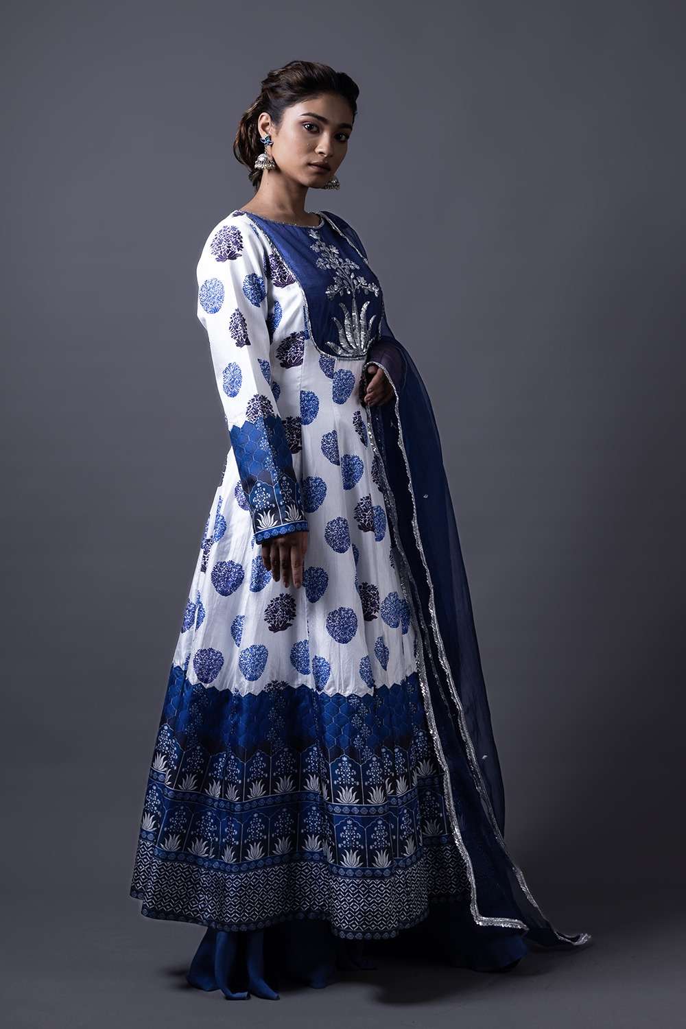 Neeli buti Hand Embroidered twinning set for Mom + Daughter + Son image 4