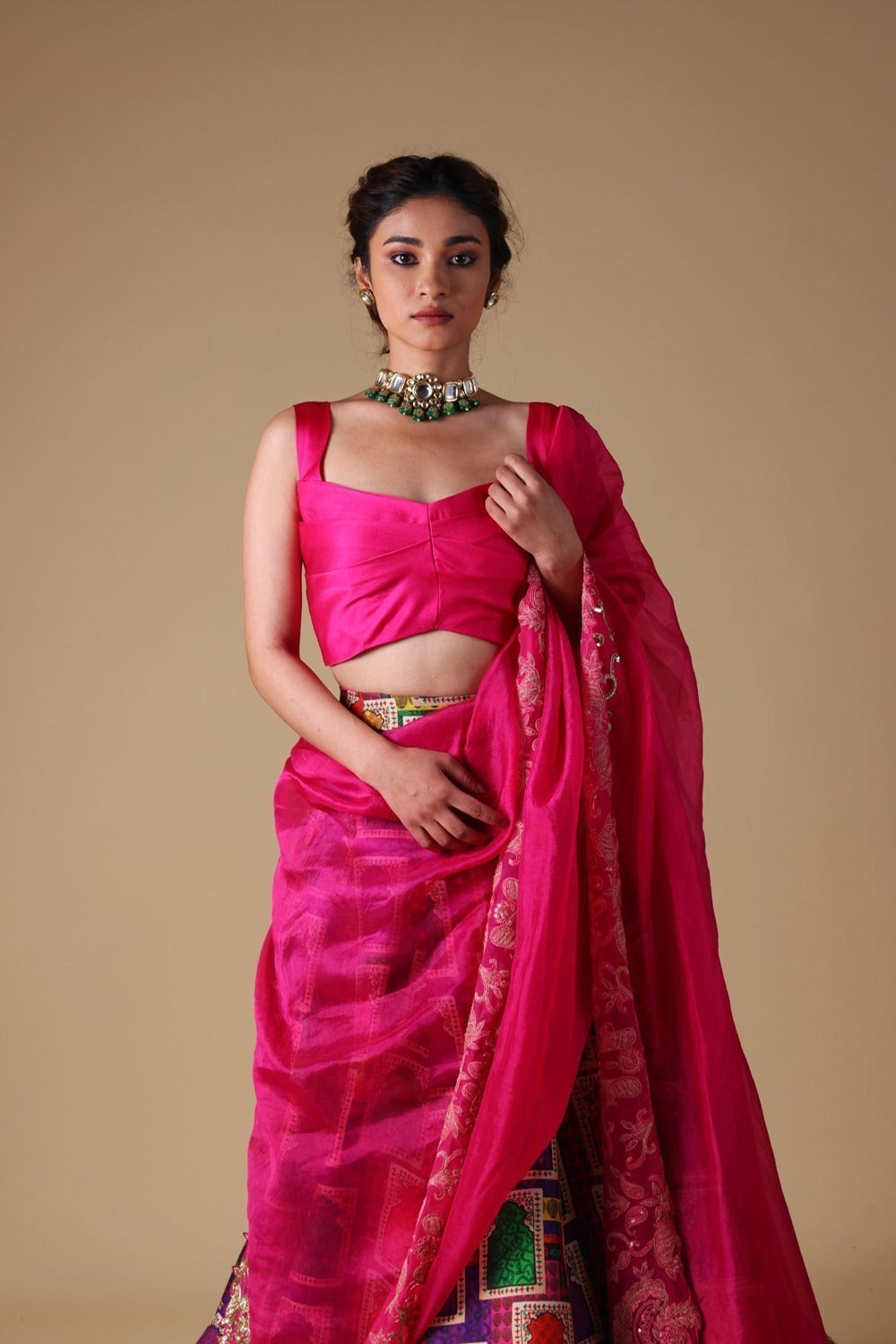 Mitali Nag Hand-Embroidered Zardosi Work Dupatta With Lehenga And Blouse image 2