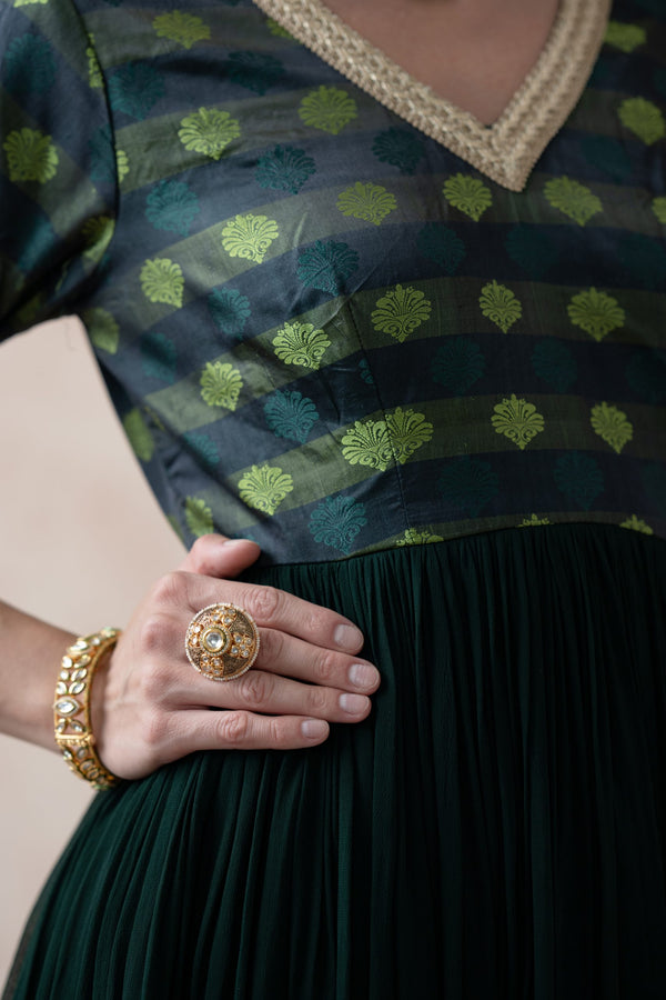 Tanchoi Silk Anarkali with palazzo, dupatta image 4