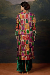 Hand-Embroidered Jharoka Print Green  Kurta Set image 3