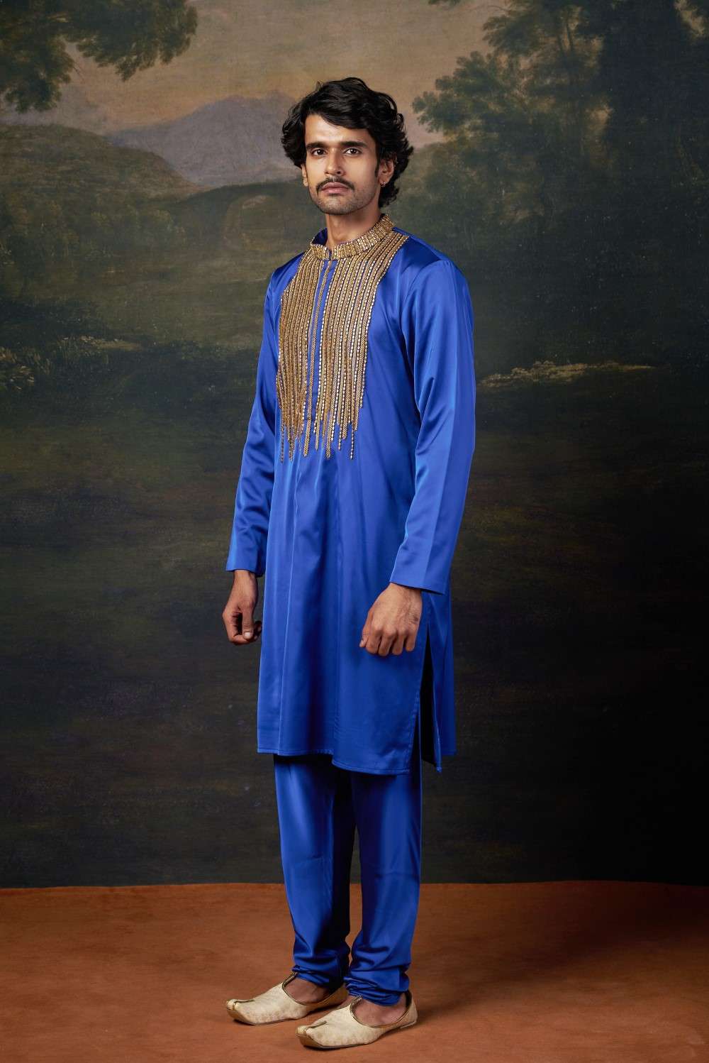 Antique Hand-Embroidered Kurta with Matching Pyjama image 3