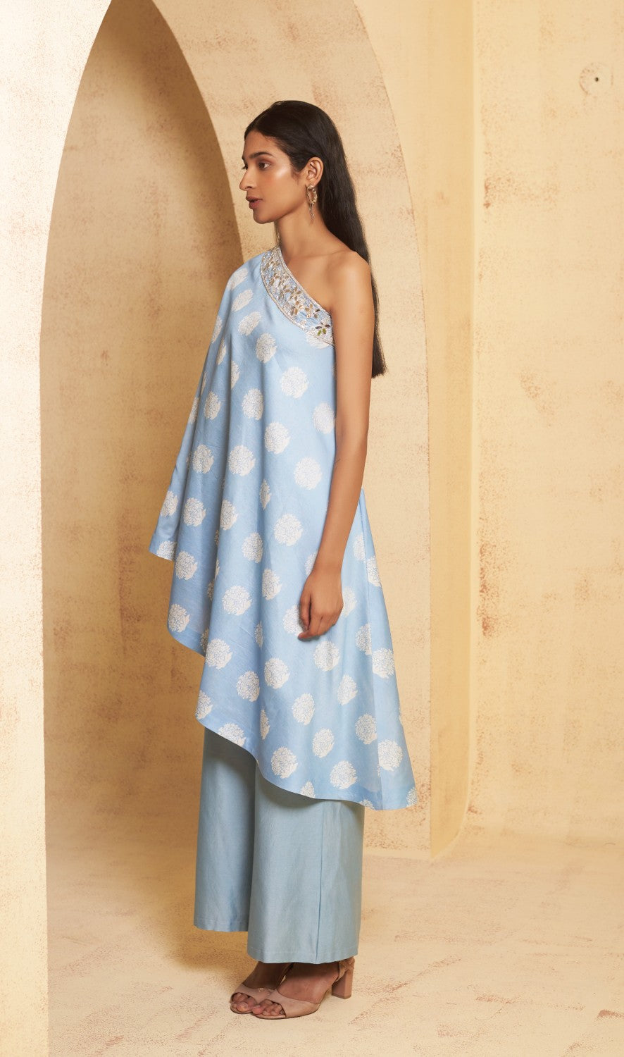 Hand Embroidered Off shoulder tunic set image 4