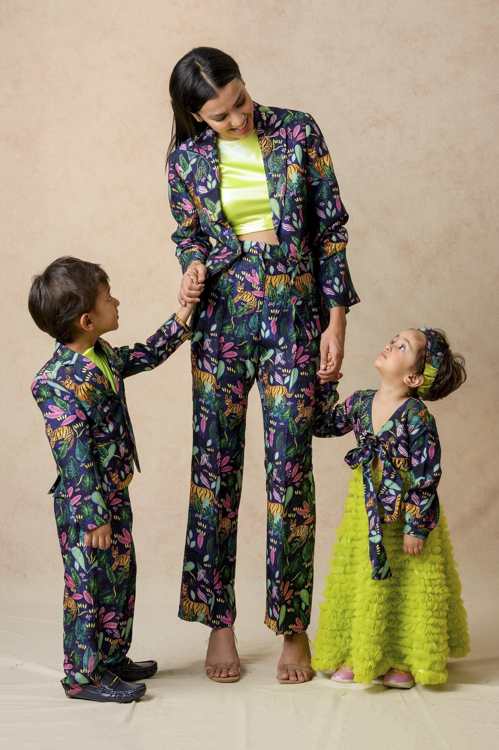 Hand Embroidered twinning set for Mom + Daughter + Son image 0