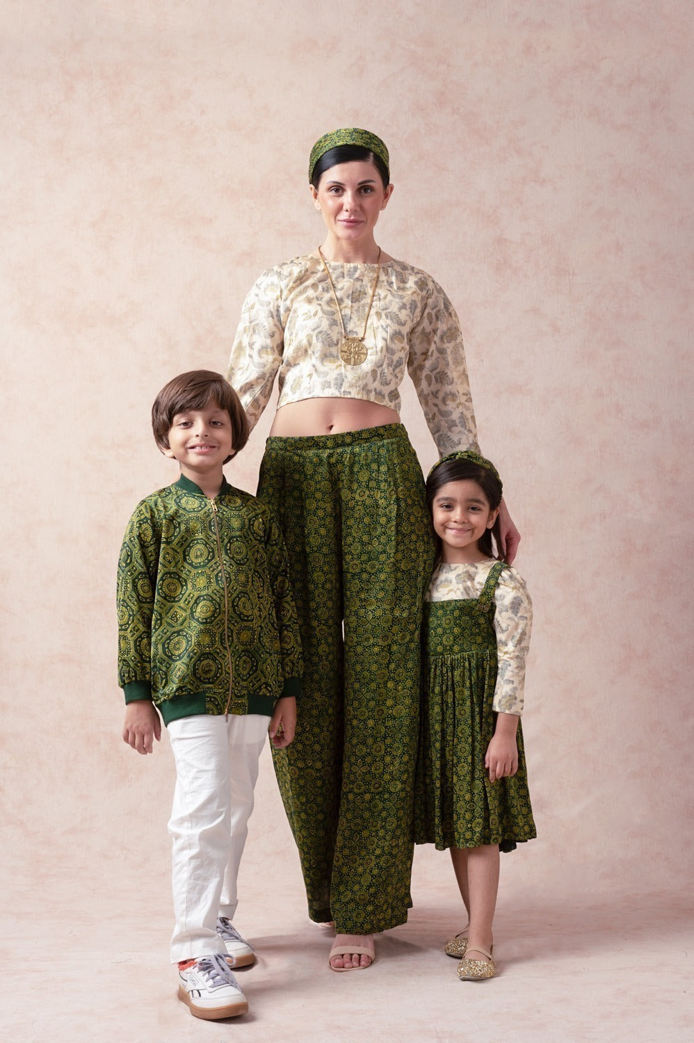 Ajrakh Print Set for Mom + Daughter + Son image 0
