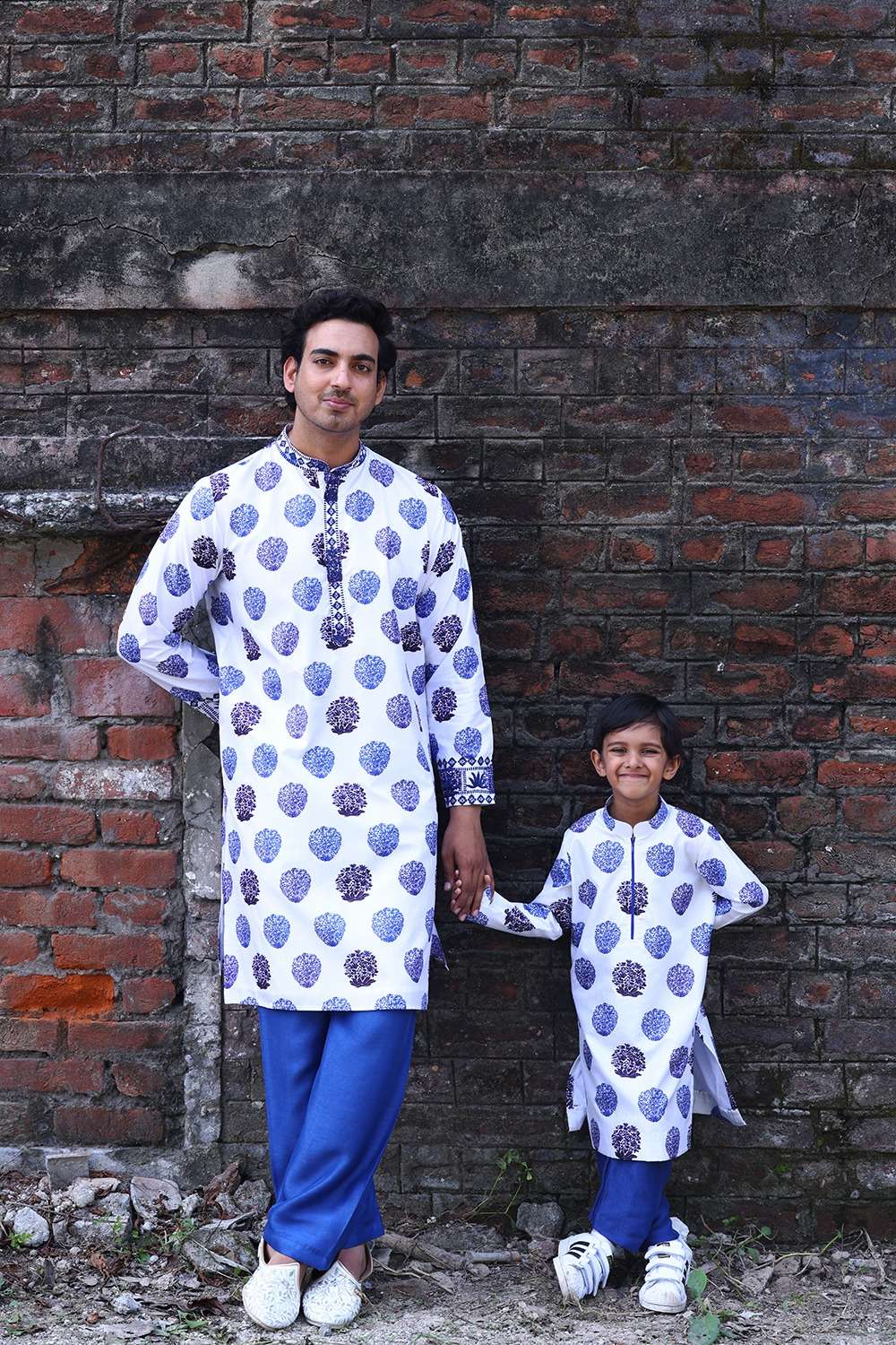 Neeli Buti Leather Work Twinning Set for Father  +  Son image 0