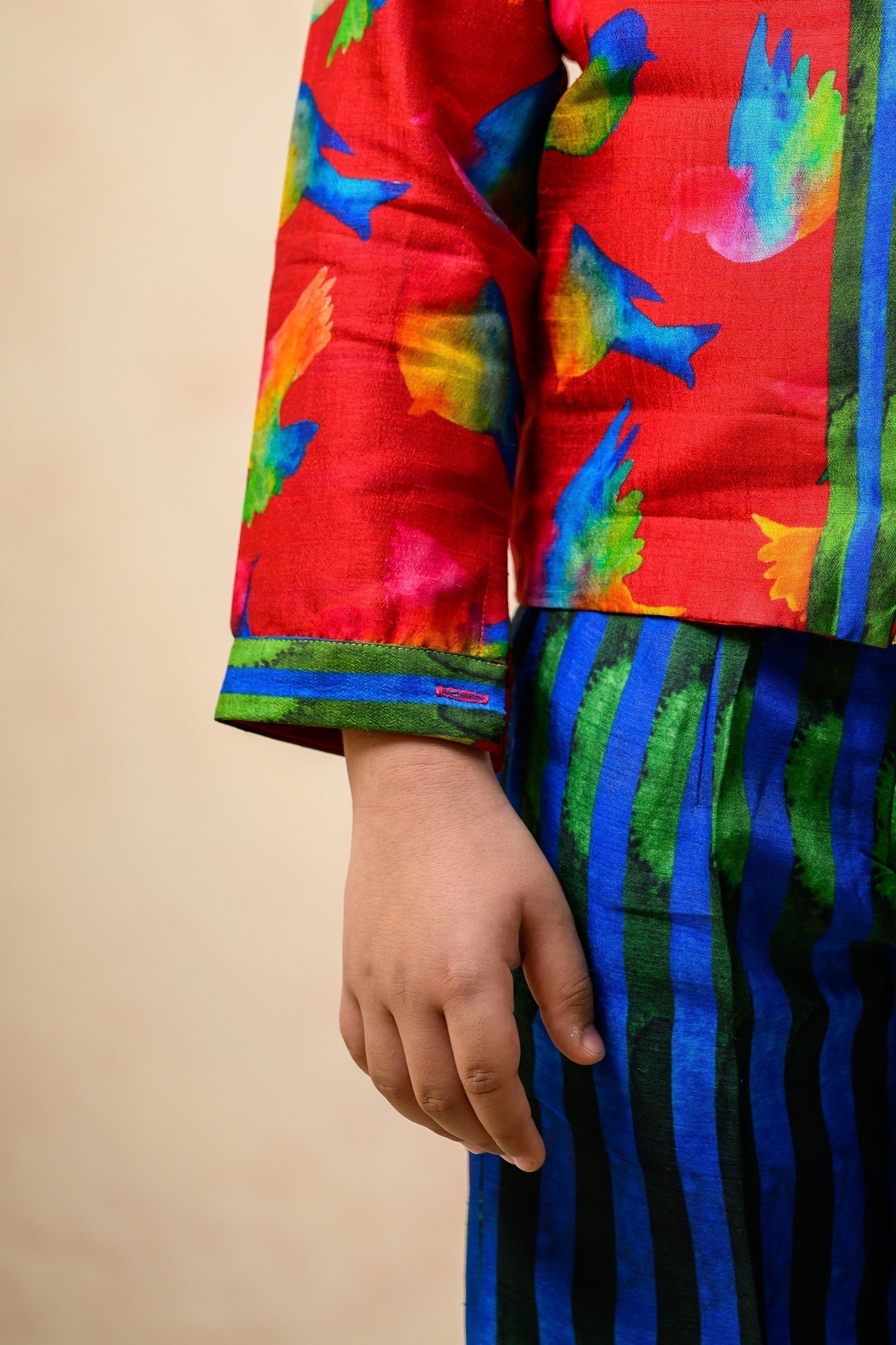 Birds print hand embroidered twinning set for Mom + Daughter + Son image 29