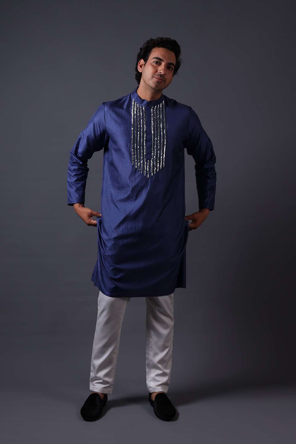 Neeli buti Hand Embroidered twinning set for Father  + Son image 3