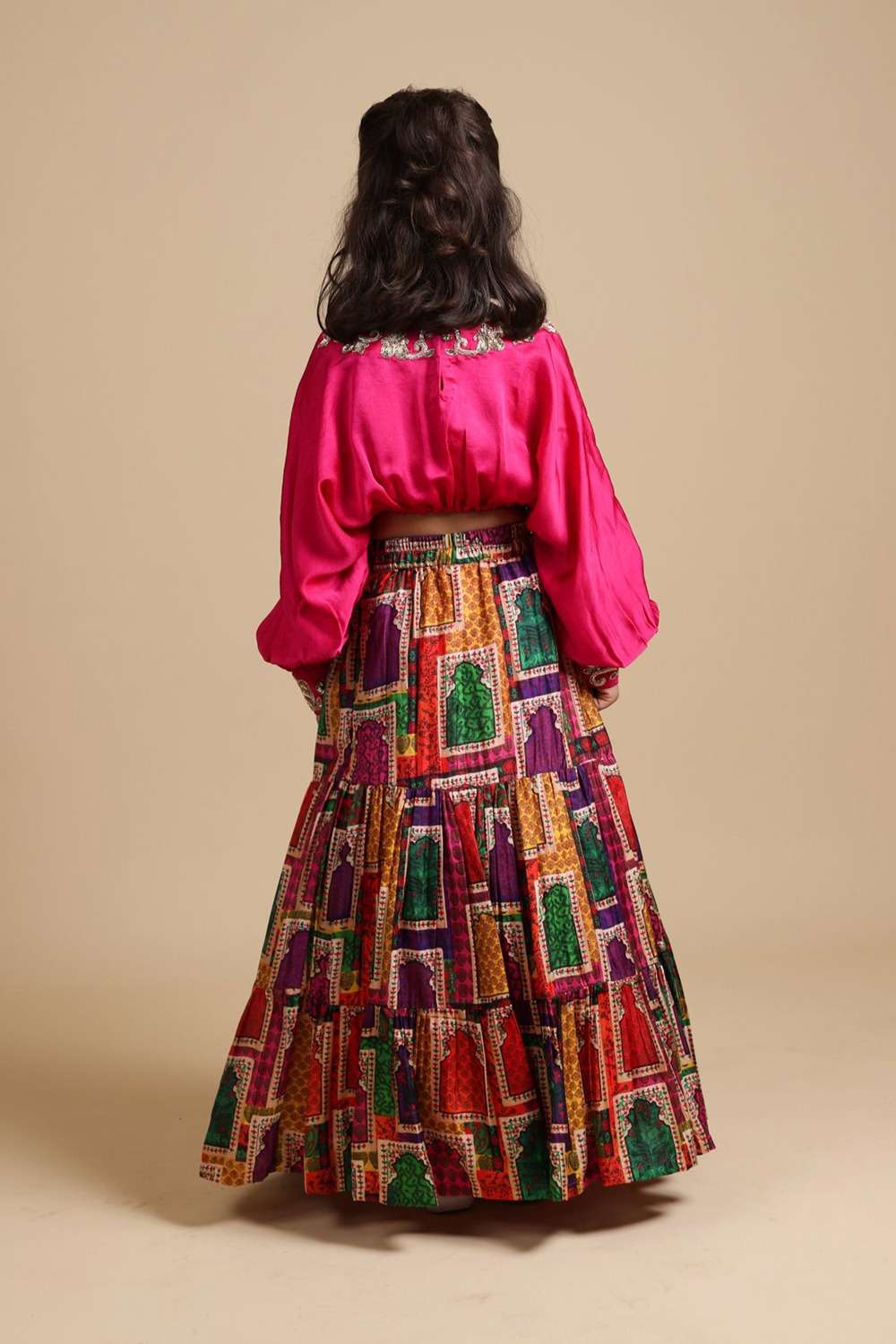 Hand-Embroidered Jharokha Print Twinning Set for  Sisters image 11