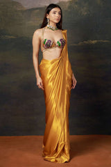 Liquid gold saree with Cleopatra blouse image 0