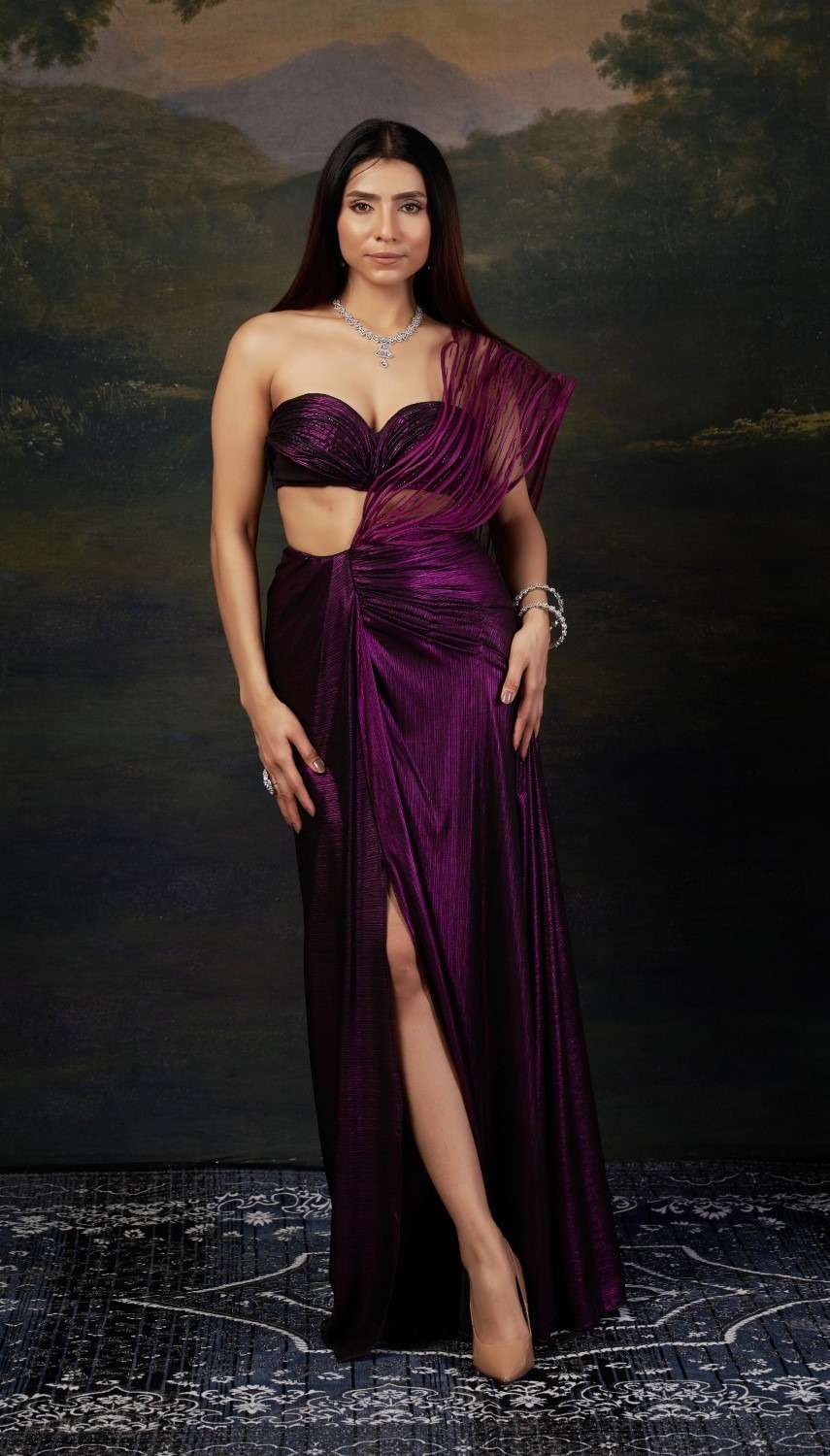 Embellished Saree gown with Intricate Katdana & Wire Work Pallu image 1