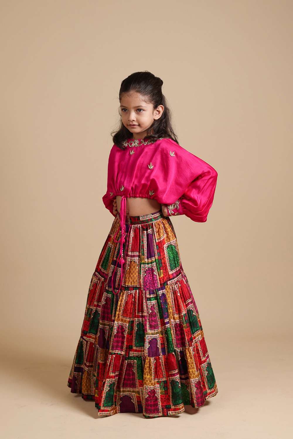 Hand-Embroidered Jharokha Print Twinning Set for Mom + Father  + Daughter image 17