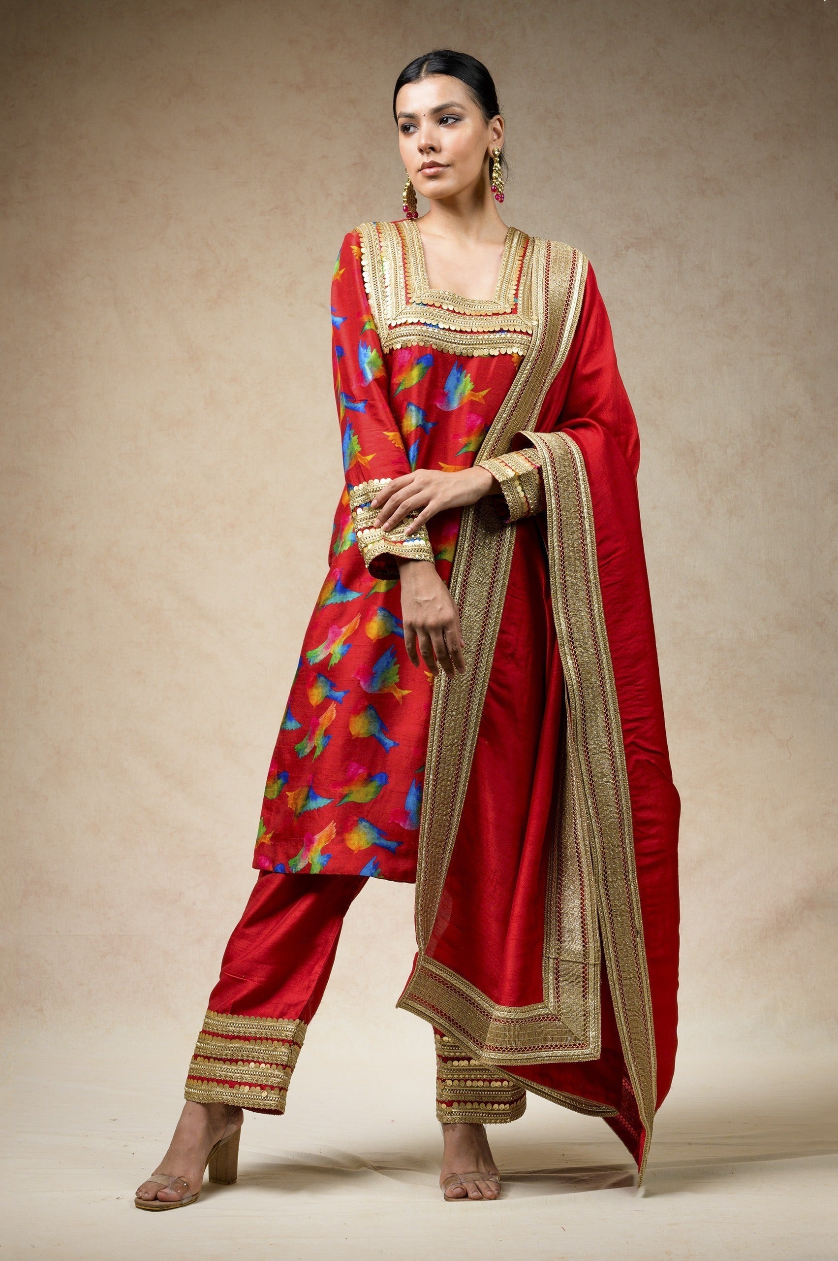 Birds print twinning set for Mom + Daughter + Son image 1