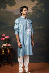 Hand-Embroidered Kurta with Pyjama image 3