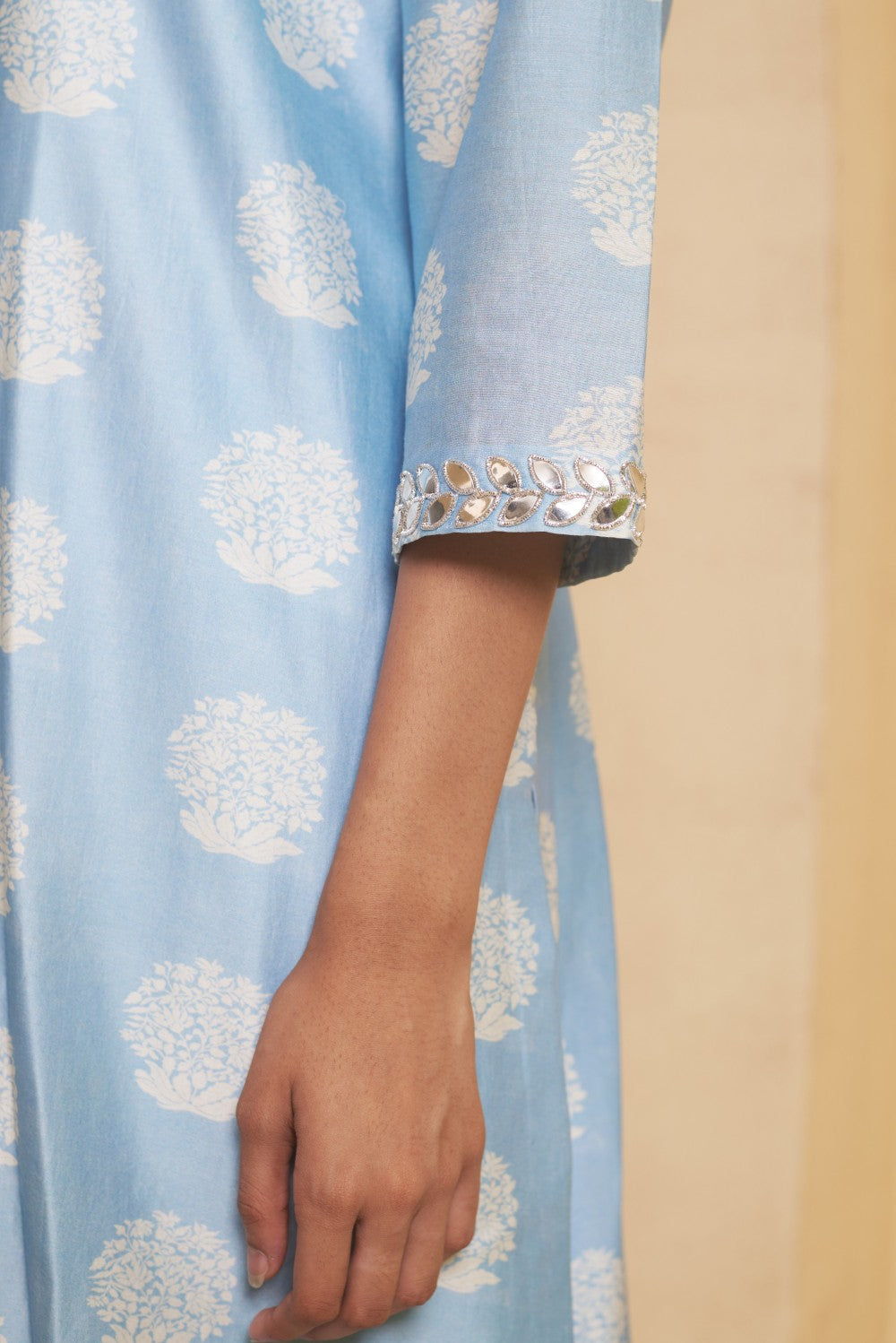 Hand Embroidered leatherite work kurta with pant image 6