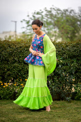 Peblum kurti with gharara, dupatta image 2
