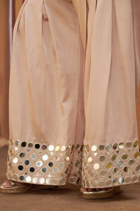 Fully hand embroidered short cris cross kurta with pleated pants