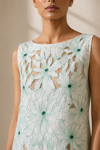 Avira — Hand-Embroidered Cotton Cutwork Floral Dress