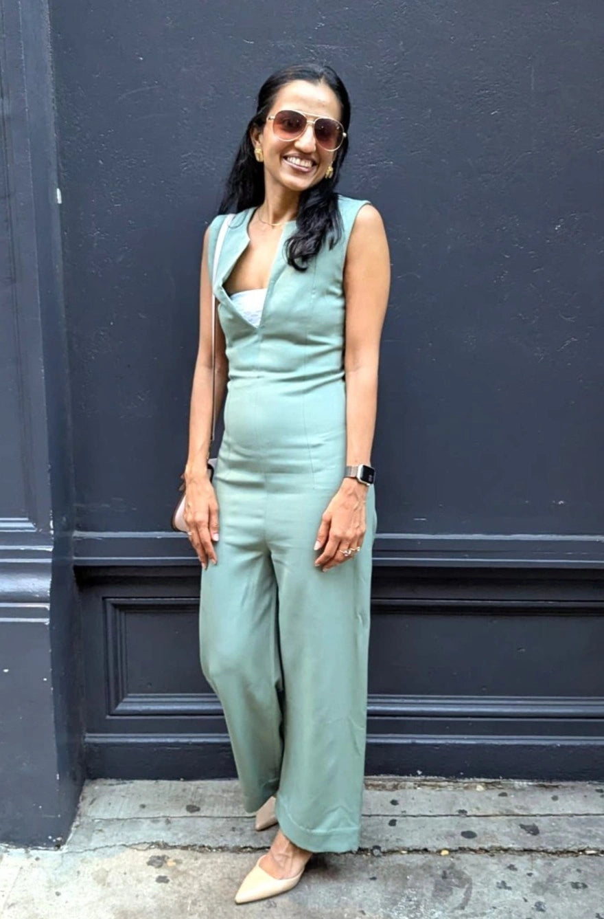 Verde - Green Tailored Wide-Leg Jumpsuit