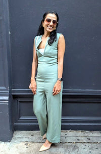 Verde - Green Tailored Wide-Leg Jumpsuit