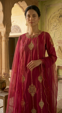 Fully Hand Embroidery Antique Zardozi work Kurta Set