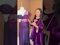 Padma - Purple Hand-Embroidered Pre-Draped Saree With Abstract Floral Print