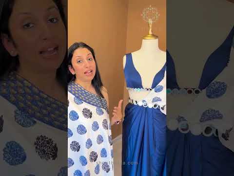 Neelam Mirror Work Blouse With Pre-Draped Buuti Print Saree