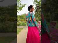 Ayra - Pink Hand-Embroidered Chanderi Silk Jacket Lehenga