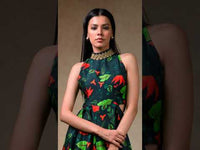 Veda - Bottle Green Hand-Embroidered Flared Jumpsuit