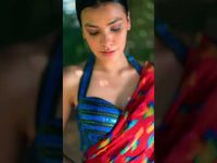 Pari - Red Hand-Embroidered Blouse With Bird Print Saree