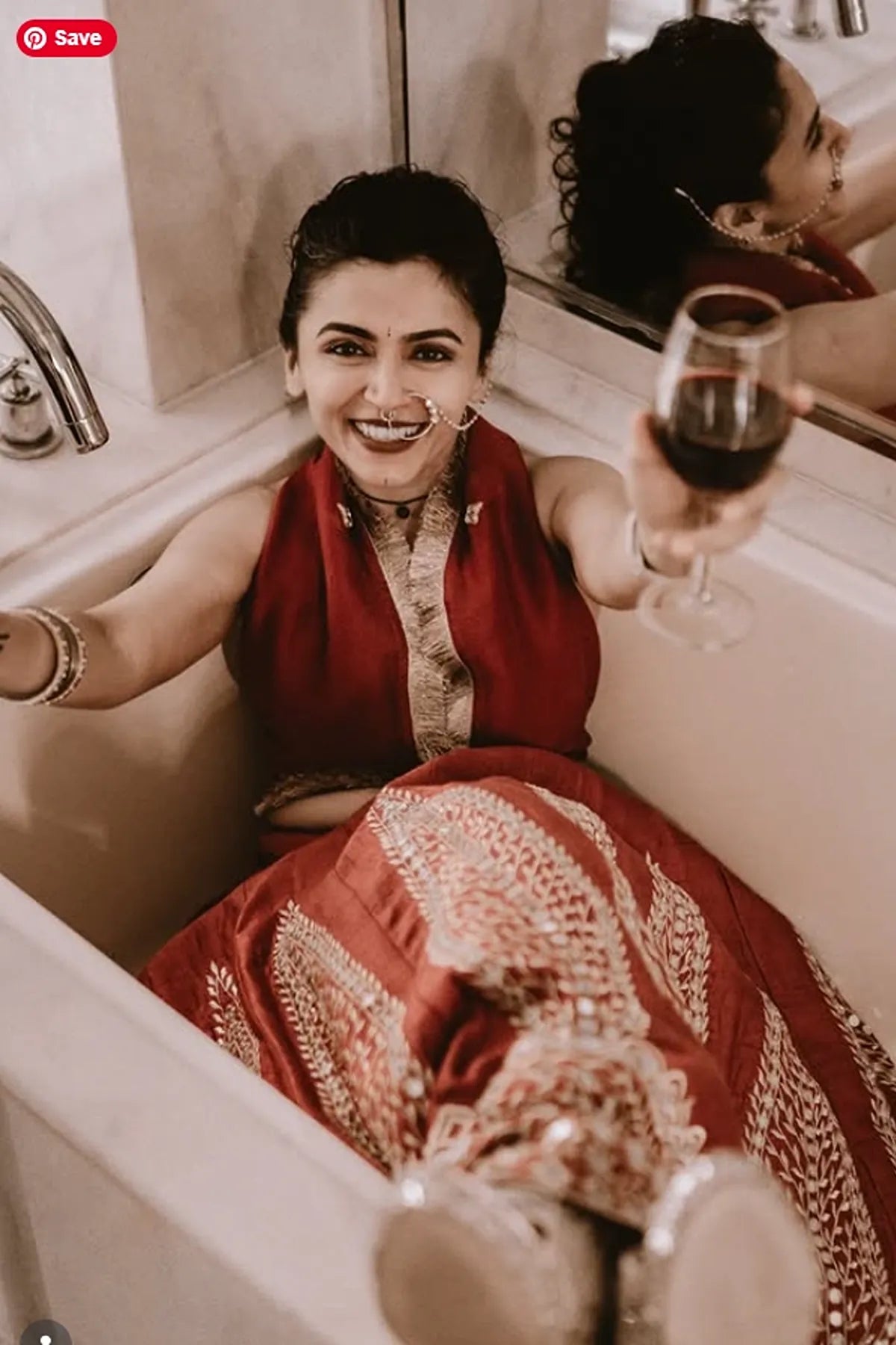 Maalavika Sundar in the Agni - Red Mirror Work Embroidered Kalidar Lehenga Set